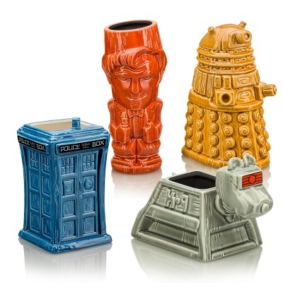 Beeline Creative Geeki Tikis Doctor Who Set of 4 | Eleventh Doctor, Tardis, Dalek, & K-9