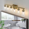 37" Golden 6-Light Vanity Light with Clear Glass Shades, Modern Iron Metal Bathroom Wall Fixture Ideal for Bathroom and Dressing Table (No Bulbs) - 2 of 4