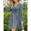 Women's Casual Long Sleeve Leopard Print Waist Wrap Dress - 4 of 4