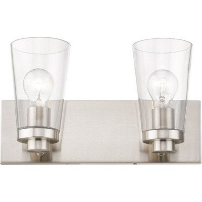 Cityview Brushed Nickel 2-Light Vanity Sconce with Clear Glass Shades