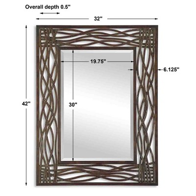 Distressed Mocha Brown Hand Forged Metal Rectangular Mirror