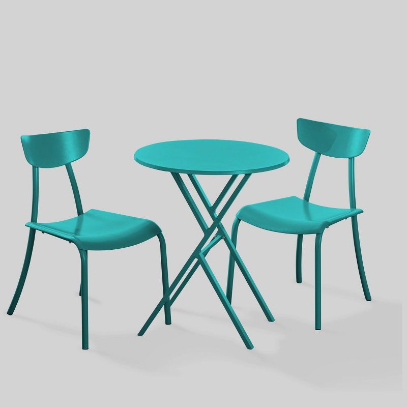 Taro 3pc Patio Bistro Set - Matte Teal - Christopher Knight Home, 3 of 9