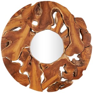 32"x32" Teak Wood Live Edge Wall Mirror Brown - Olivia & May: Nautical Coastal Decor, No Assembly Required - 1 of 4