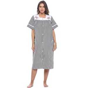 snap front house dress long sleeve Bloggerlove House Dress for Women with Pockets Snap Front Duster Housecoat  Short Sleeve Patio Dress Ladies Pajamas Lounger Mumu at Amazon Women's  Clothing store
