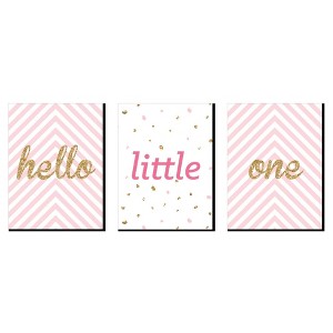 Big Dot of Happiness Hello Little One - Pink and Gold - Baby Girl Nursery Wall Art & Kids Room Decor - Gift Ideas - 7.5 x 10 inches - Set of 3 Prints - 1 of 4