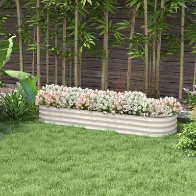 Cream Galvanized Metal Raised Garden Bed Kit, 76.75" x 24.5" x 11.75"