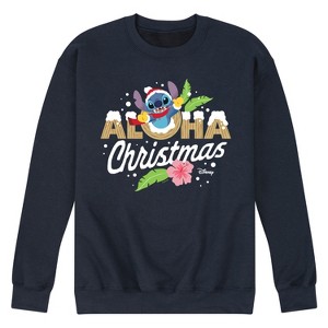 Men's - Lilo and Stitch - Aloha Christmas Graphic Fleece Sweatshirt - 1 of 4