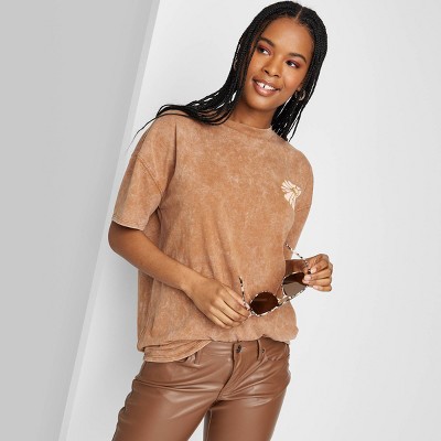 Women's Elbow Sleeve Oversized Graphic T-shirt - Wild Fable™ Light Brown  Floral Xs : Target