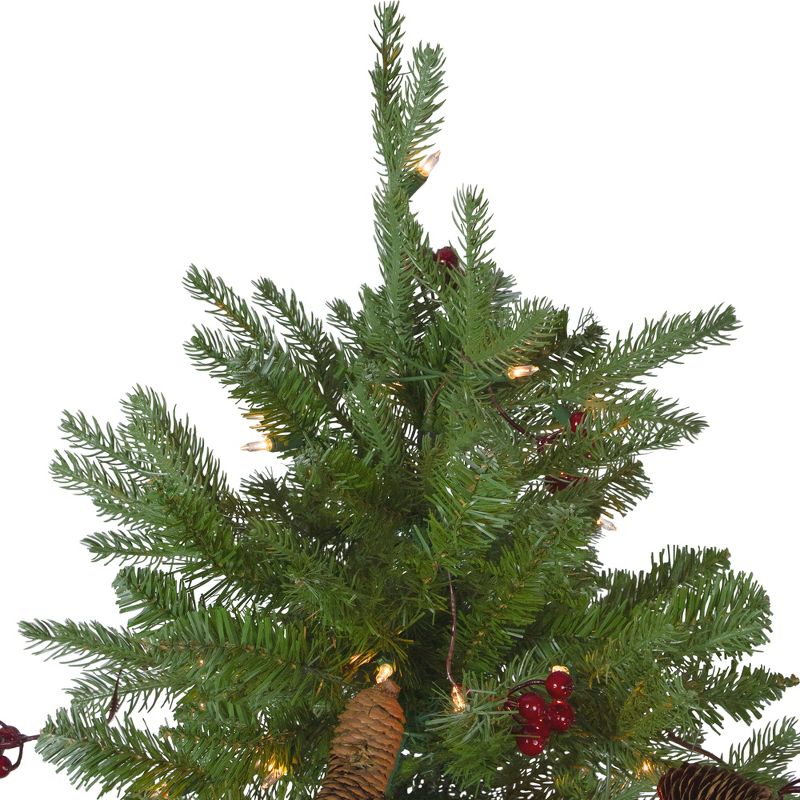 Northlight Real Touch™️ Pre-Lit Medium Mixed Winter Berry Pine Artificial Christmas Tree - 6.5' - Clear Lights, 4 of 11