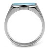 Slickblue Bold Men’s Stainless Steel Ring with Rectangle Sea Blue Stone – Everyday & Special Occasion Jewelry 8-13 - 3 of 4