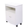 DOMETOUR Wood Kitchen Microwave Cabinet Cart with 4 Universal Wheels and Roomy Inner Space for Home Use White - 4 of 4