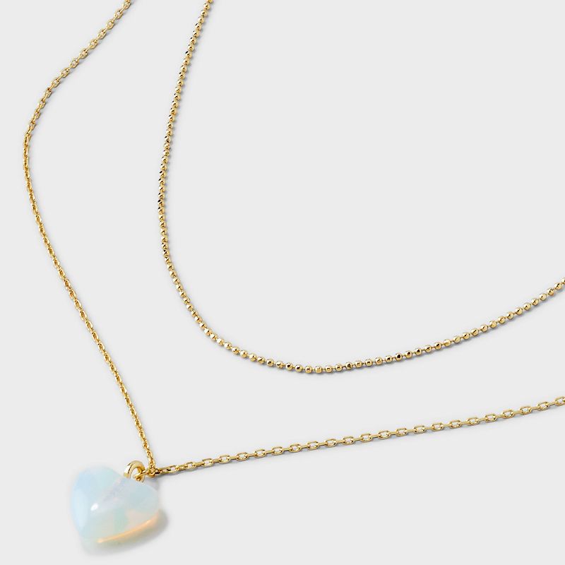 14K Gold Dipped Multi-Strand Stone Heart Pendant Necklace - A New Day™, 5 of 6