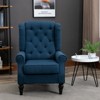 Fabric Tufted Club Accent Chair with Wooden Legs - 2 of 4