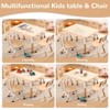 Kids Table and 4 Chairs Set, Toddler Height Adjustable Desk with Graffiti Desktop - 2 of 4