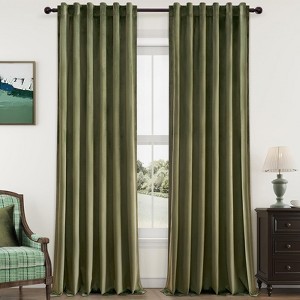 2 Panels Solid Velvet Room Darkening Curtain Panel,Blackout Curtains with Rod Pocket Back Tab,Soft Window Drapes for Living Room Bedroom - 1 of 4