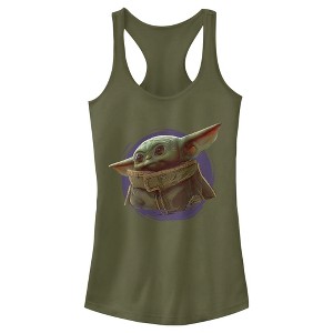 Juniors Womens Star Wars The Mandalorian The Child Circle Halo Racerback Tank Top - 1 of 3