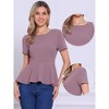 INSPIRE CHIC Women's Short Sleeve Round Neck Stretch Business Classic Peplum Top - 2 of 4