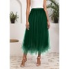 Women's 2-Layer Tulle Midi Skirt - Tiered A-Line Long Skirt with Elastic Waist for Winter Irregular Dark Green - 2 of 4