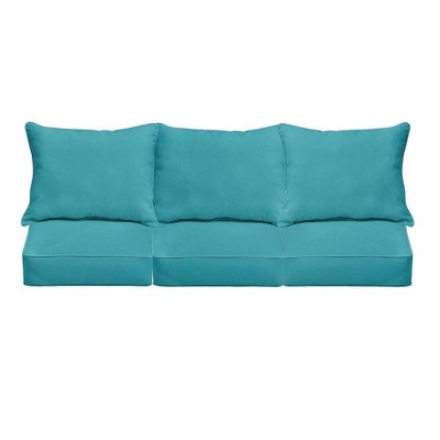 Indoor Outdoor Deep Seating Sofa Pillow and Cushion Set Corded Fresco Atlantis Blue - Sorra Home