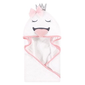 Hudson Baby Infant Girl Cotton Animal Hooded Towel, Swan, One Size - 1 of 2
