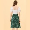 Allegra K Women's Printed Belted Elastic High Waist Vintage A-Line Midi Skirt - 4 of 4