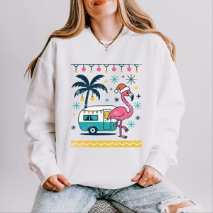 Ugly Sweater Flamingo - Women's Lightweight Garment Dyed Sweatshirt - 1 of 3
