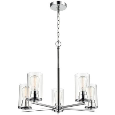 Verlana Chrome 5-Light Chandelier with Glass Shades