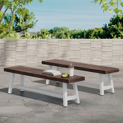 Coolbibila-Acacia Wood Dining Bench, Outdoor Bench With 63 Inch Long,  Dining Bench Modern