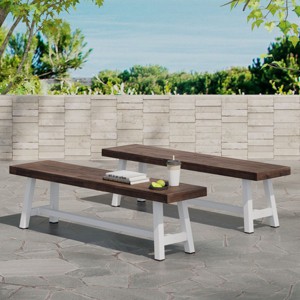 Coolbibila-Acacia Wood Dining Bench, Outdoor Bench With 63 Inch Long,  Dining Bench Modern - 1 of 4