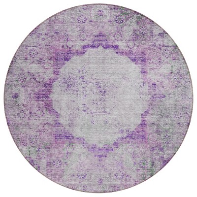 Purple Lavender And Gray Oriental Washable Indoor Outdoor Area Rug