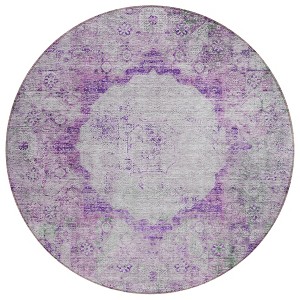 Purple Lavender And Gray Oriental Washable Indoor Outdoor Area Rug - 1 of 4