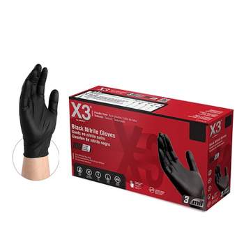 X3 Powder Free Black Nitrile Rubber Gloves XL 100/Box BX348100