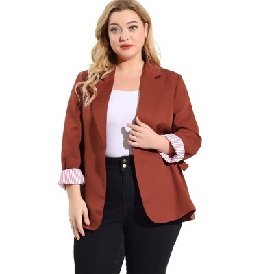 Agnes Orinda Women s Plus Size Work Fashion Notched Lapel Formal Blazer Red 2x Target