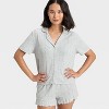 Women's Pointelle Notch Collar Shirt and Shorts Pajama Set - Wild Fable™ - 3 of 4