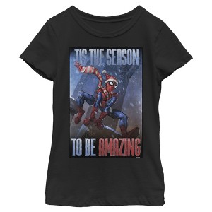 Girl's Marvel Spider-Man 'Tis The Season To Be Amazing T-Shirt - 1 of 3