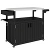 Outsunny Outdoor Bar Cart with Storage, Stainless Steel Top, HDPE Outdoor Kitchen Cart on Wheels, Outdoor Bar Table Beverage Food Prep Station - 4 of 4