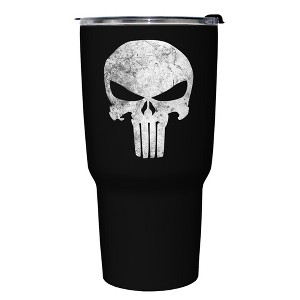 Marvel Punisher Distressed Skull Logo Stainless Steel Tumbler w/Lid - 1 of 3