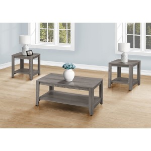 Laminate 3-Piece Coffee and End Table Set with Ample Surface and Bottom Shelf for Living Room or Family Room - 1 of 4