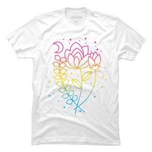 Design By CoolAnimalCo Humans Floral Pride Flag Boho Lotus By CoolAnimalCo T-Shirt - 1 of 2