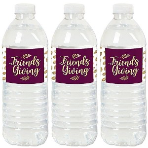 Big Dot of Happiness Elegant Thankful for Friends - Friendsgiving Thanksgiving Party Water Bottle Sticker Labels - Set of 20 - 1 of 4