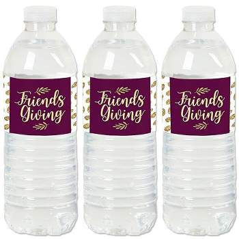 Big Dot of Happiness Elegant Thankful for Friends - Friendsgiving Thanksgiving Party Water Bottle Sticker Labels - Set of 20