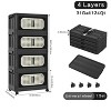 Foldable Storage Cabinet with Rattan-Style Doors, Stackable Plastic Organizer with Brake Casters Black - 3 of 4