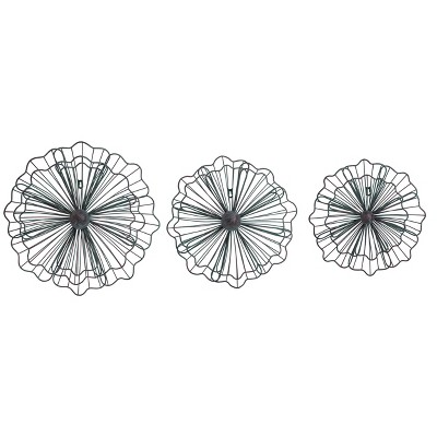 Transpac Metal 18 in. Green Spring Rustic Blossoms Set of 3