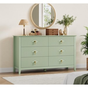 Dresser for Bedroom with 6 Drawers, 54" Extra Wide Modern Chest of Drawers with Metal Handle - 1 of 4