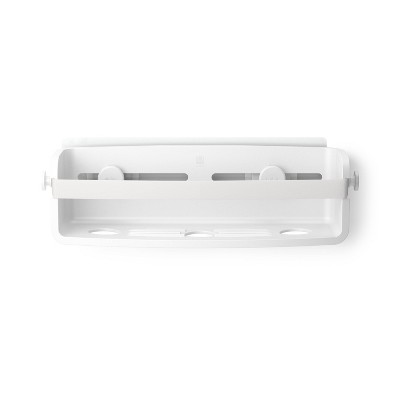 White Plastic Suction Mount Shower Caddy with Adhesive Strips