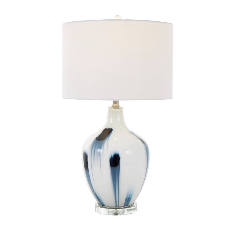 27&#34;x15&#34; Glass Abstract Accent Lamp with Blue Drip Splatter Design White - Olivia &#38; May, 1 of 15
