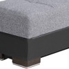 HomeRoots 52" Gray Black Brown and Gray Chenille And Faux Leather Storage Ottoman - 4 of 4