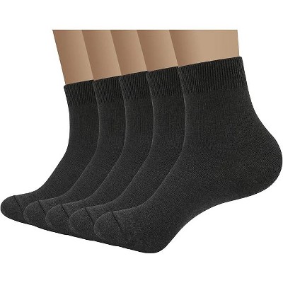 SERISIMPLE Men Viscose Bamboo Quarter Thin Ankle High Breathable Comfort Cool Soft Quarter Ankle Socks Grey Large 5 Pairs