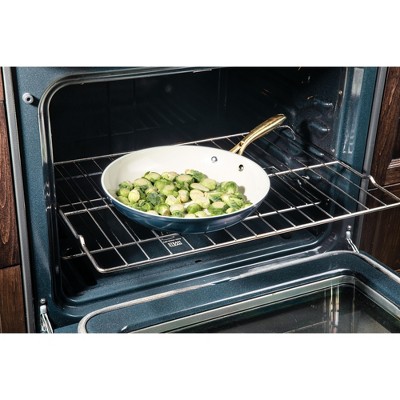 Navy 10'' Nonstick Ceramic Fry Pan with Gold Handle