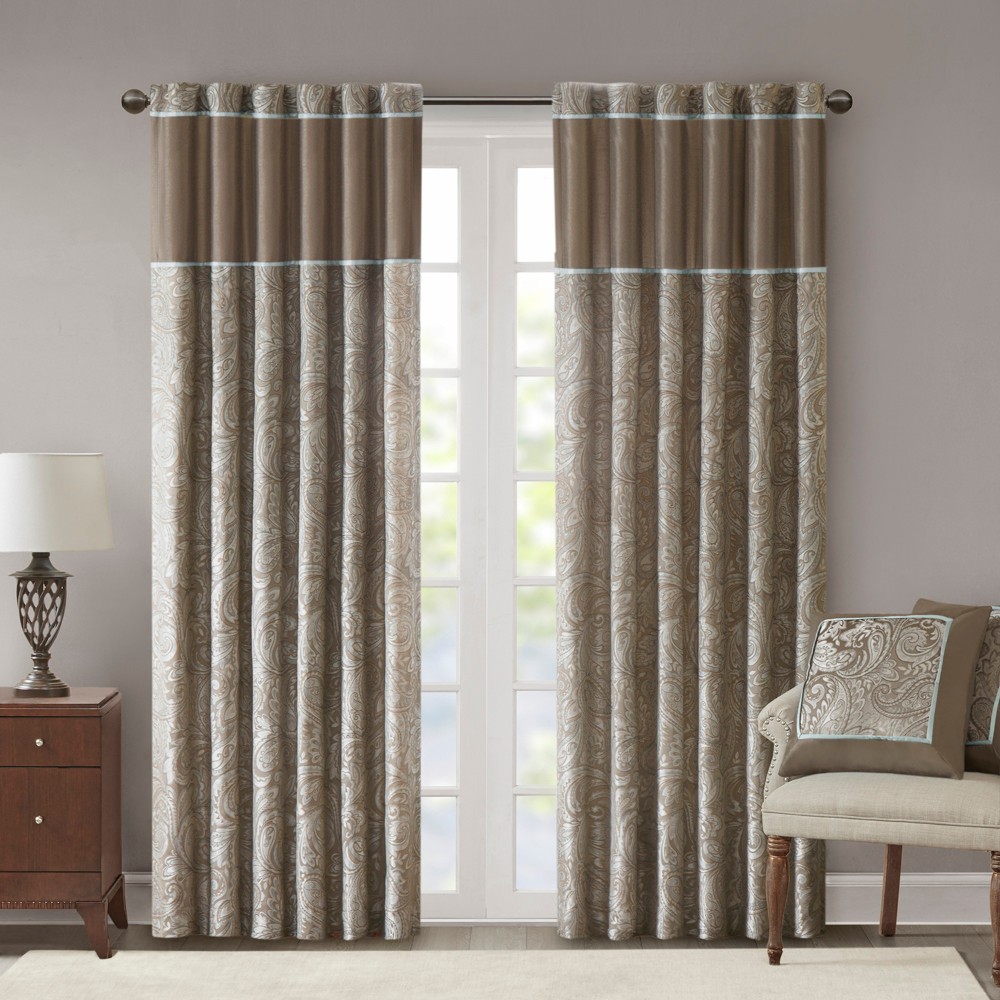 Photos - Curtains & Drapes Set of 2  Valerie Window Curtain Panel Taupe(108"x50")
